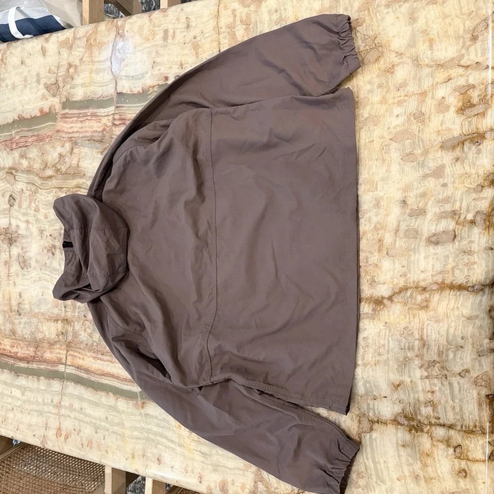 L.L.Bean Mens XL Hooded Anorak Pullover Jacket Brown Nylon 1/4 Zip Packable - Picture 4 of 7